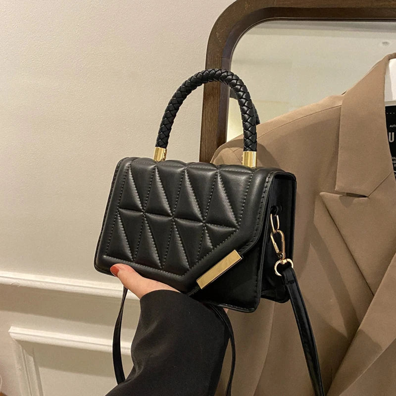 Chic 2024 Plaid PU Leather Shoulder Bag - Trendy Crossbody Handbag for Women