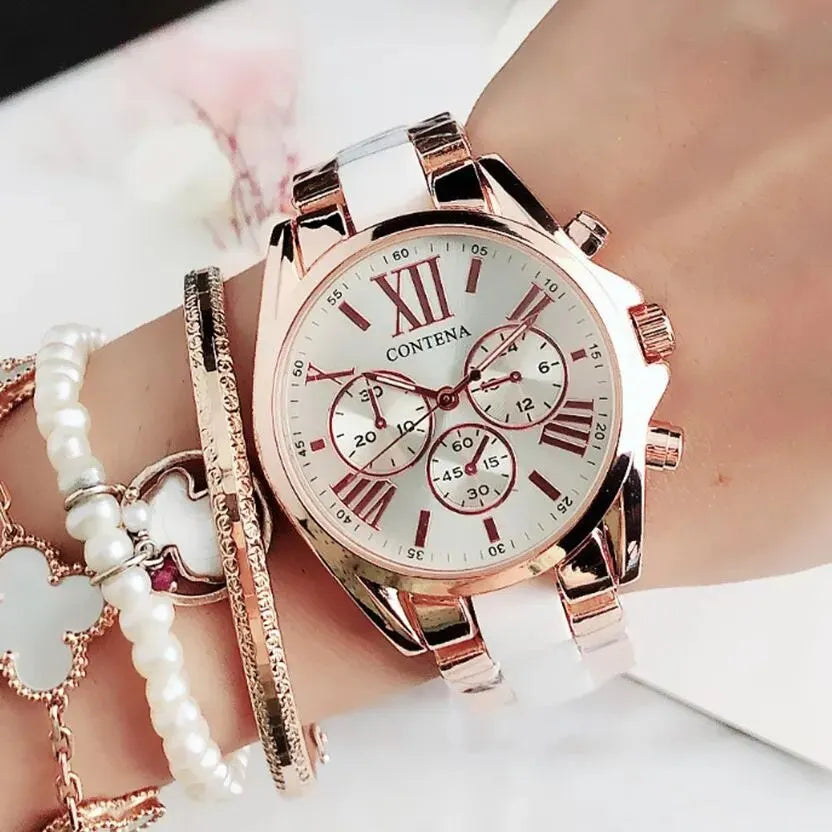 Elegant Women's Luxury Quartz Watch with Creative Steel Bracelet - Fashionable Timepiece for Any Occasion
