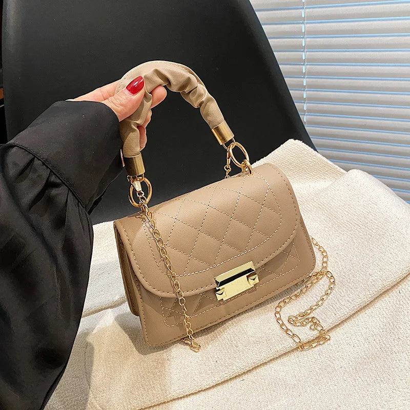 Chic 2023 Korean Fashion Women's Small Square Chain Crossbody Handbag