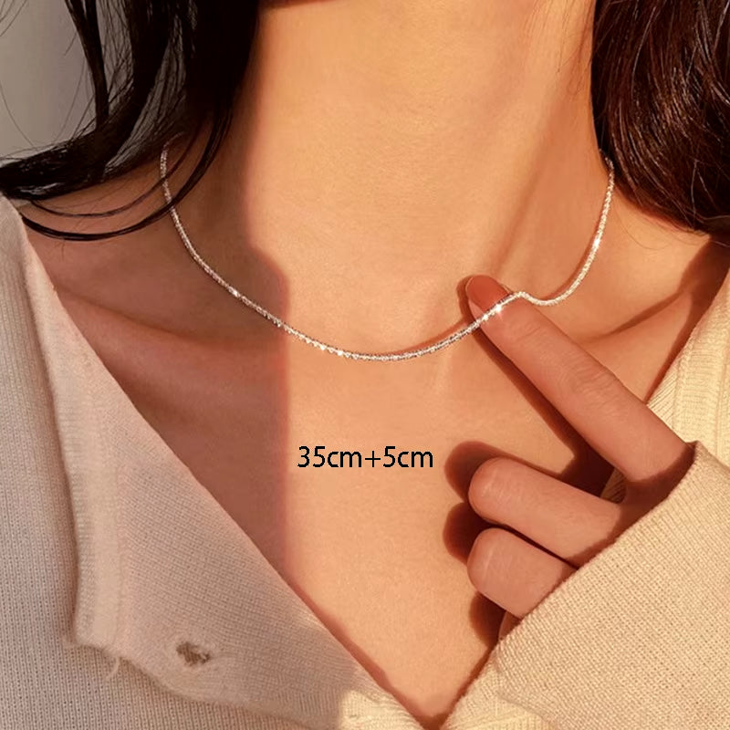Trendy Silver Sparkling Choker Necklace for Women - Perfect for Weddings and Parties!