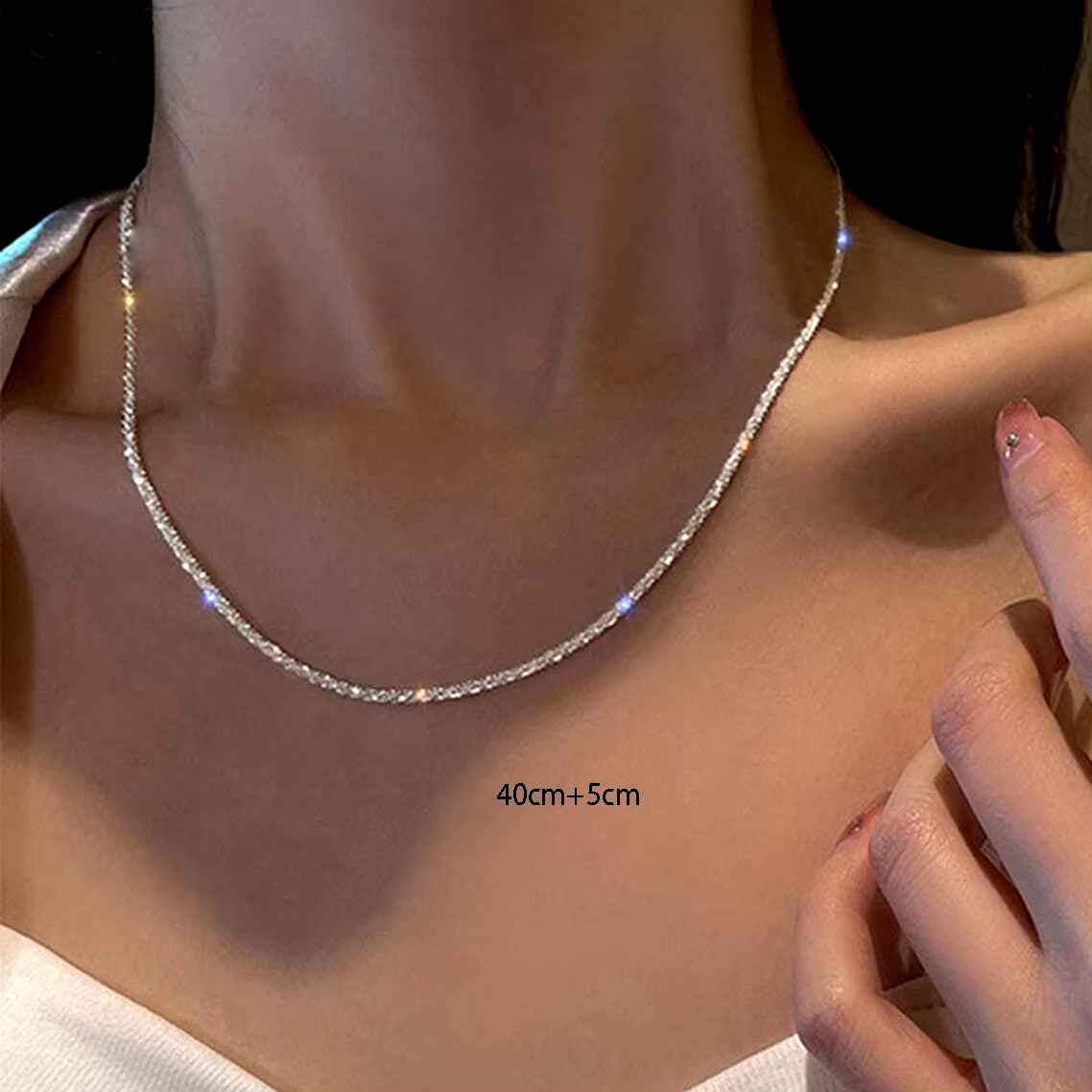 Trendy Silver Sparkling Choker Necklace for Women - Perfect for Weddings and Parties!