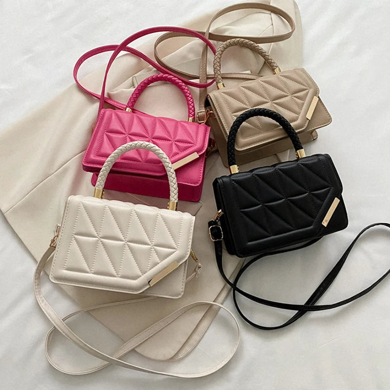 Chic 2024 Plaid PU Leather Shoulder Bag - Trendy Crossbody Handbag for Women