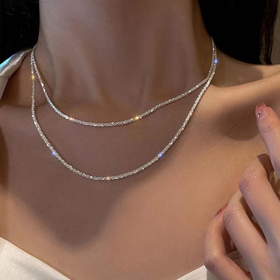 Trendy Silver Sparkling Choker Necklace for Women - Perfect for Weddings and Parties!