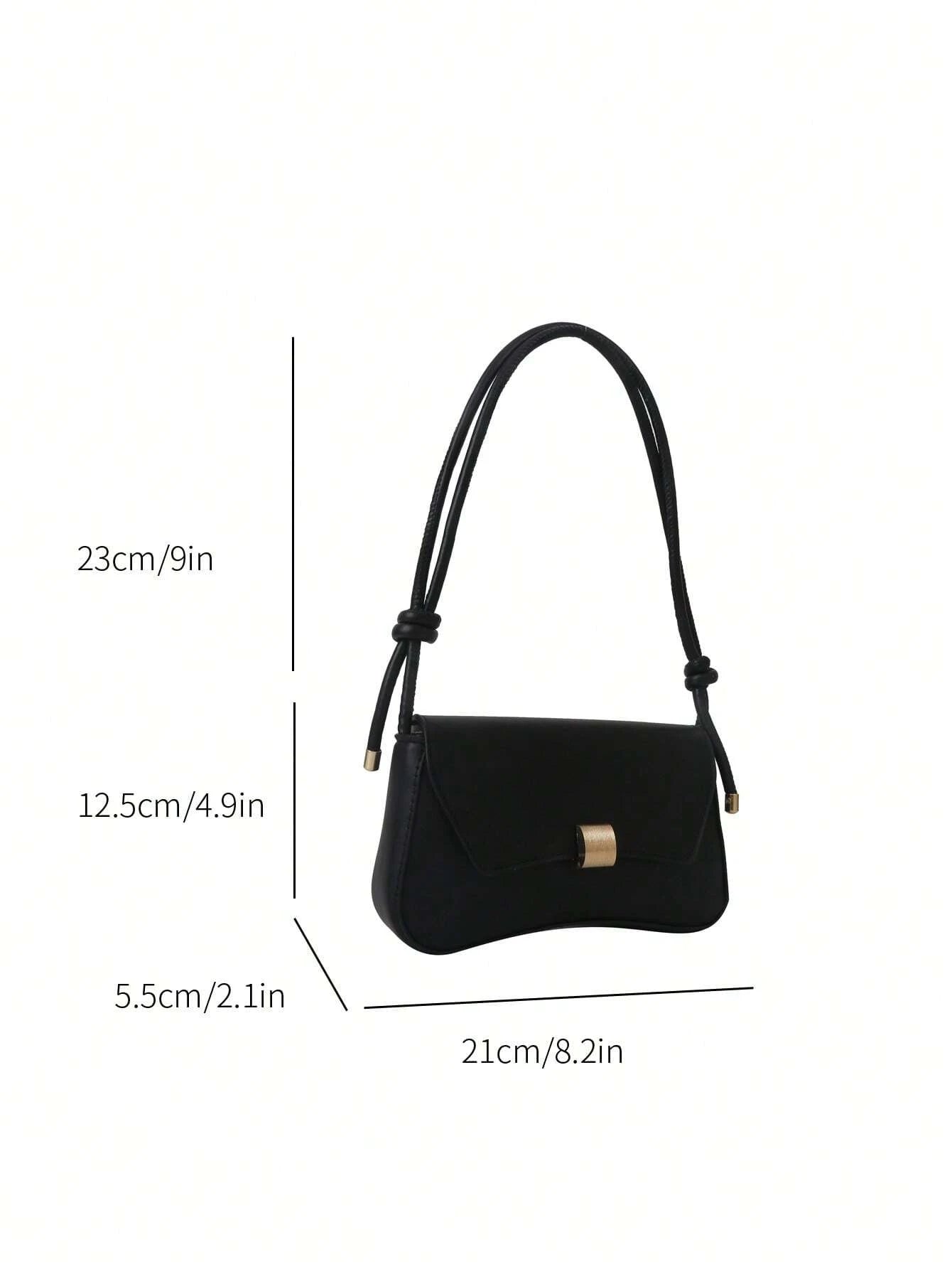 Chic Retro Lightweight Black Flap Bag with Vintage Knot Detail - Perfect for College, Work, and Travel for Teen Girls and Women