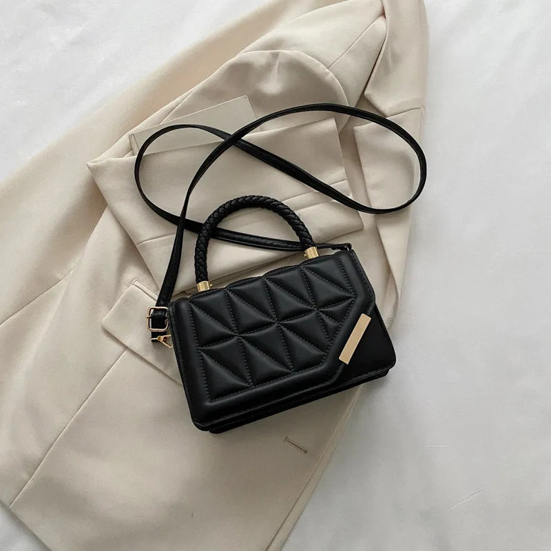 Chic 2024 Plaid PU Leather Shoulder Bag - Trendy Crossbody Handbag for Women