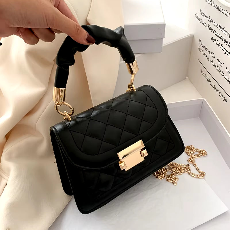 Chic 2023 Korean Fashion Women's Small Square Chain Crossbody Handbag