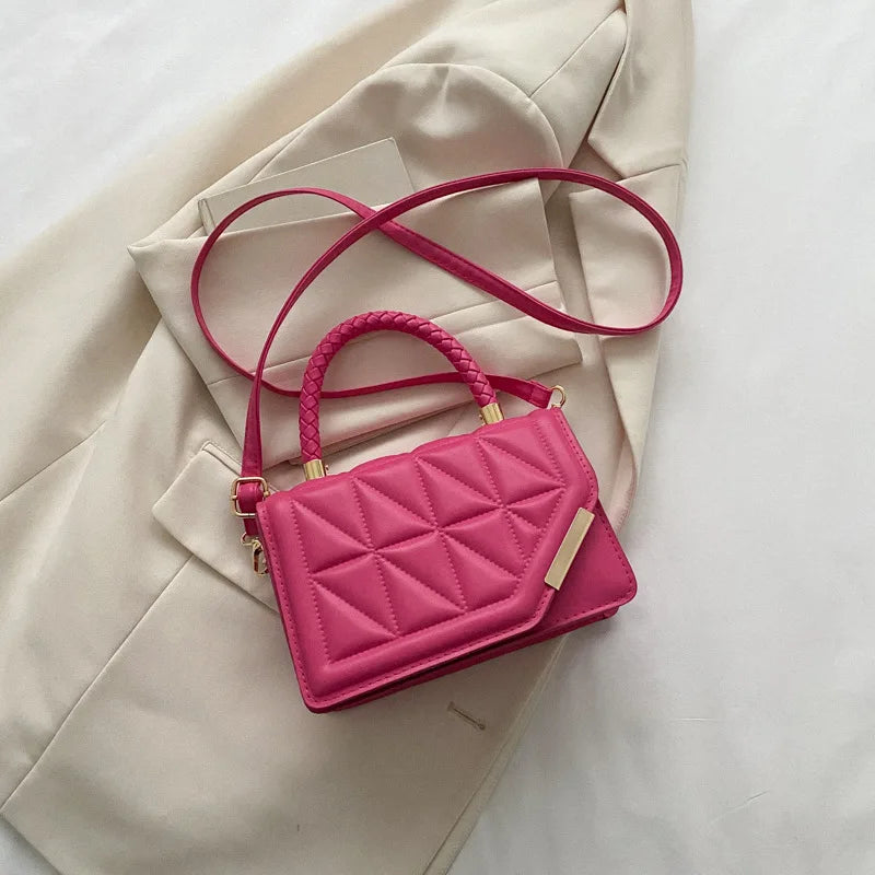 Chic 2024 Plaid PU Leather Shoulder Bag - Trendy Crossbody Handbag for Women
