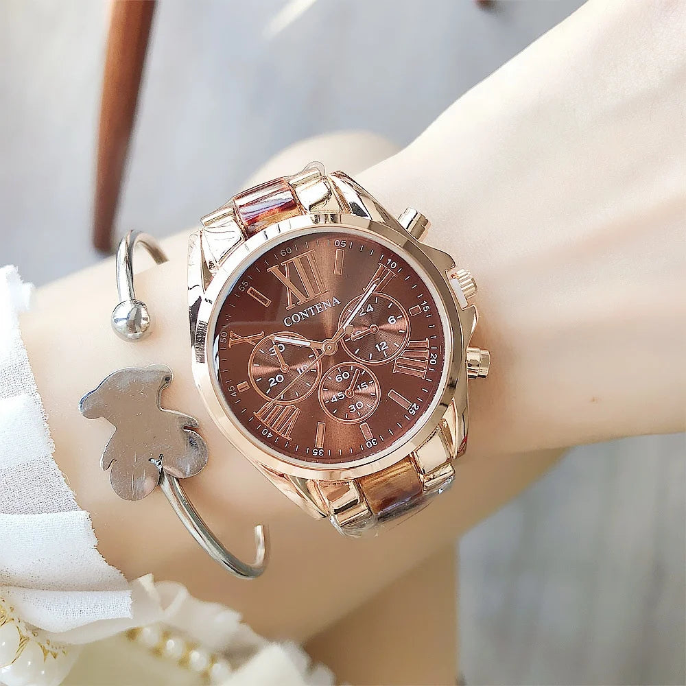 Elegant Women's Luxury Quartz Watch with Creative Steel Bracelet - Fashionable Timepiece for Any Occasion