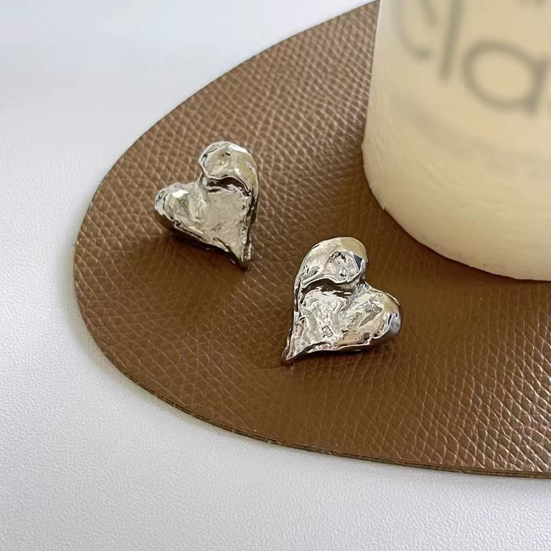 Elegant Gold Heart Shaped Stud Earrings - Minimalist Bridal Jewelry for Women