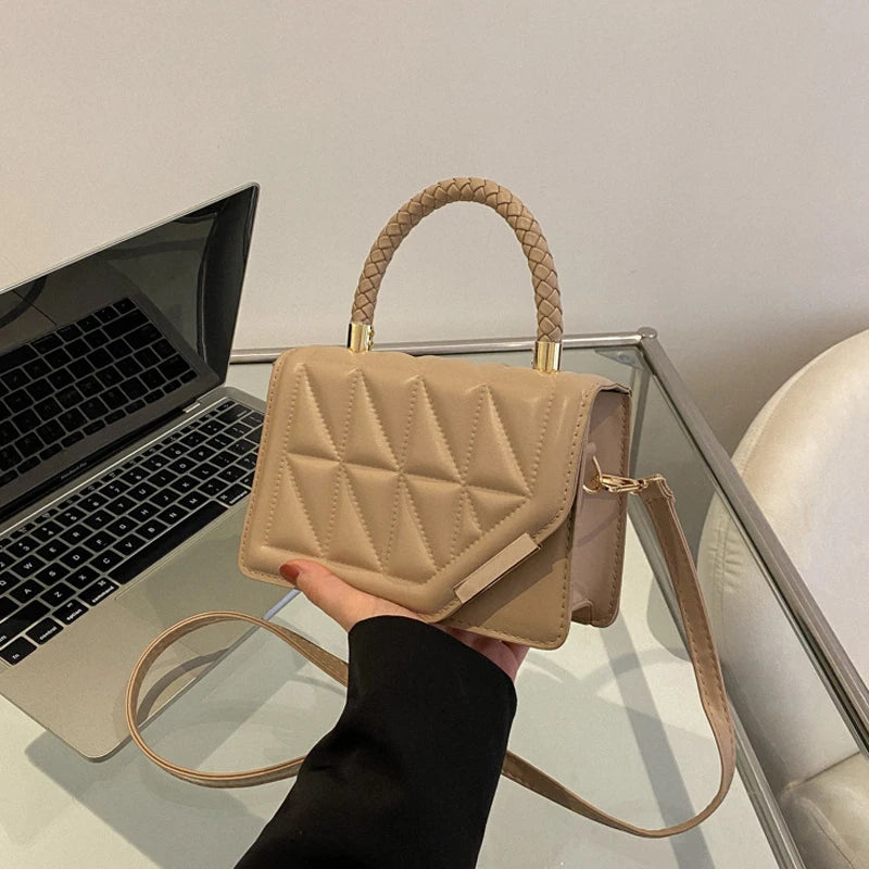 Chic 2024 Plaid PU Leather Shoulder Bag - Trendy Crossbody Handbag for Women